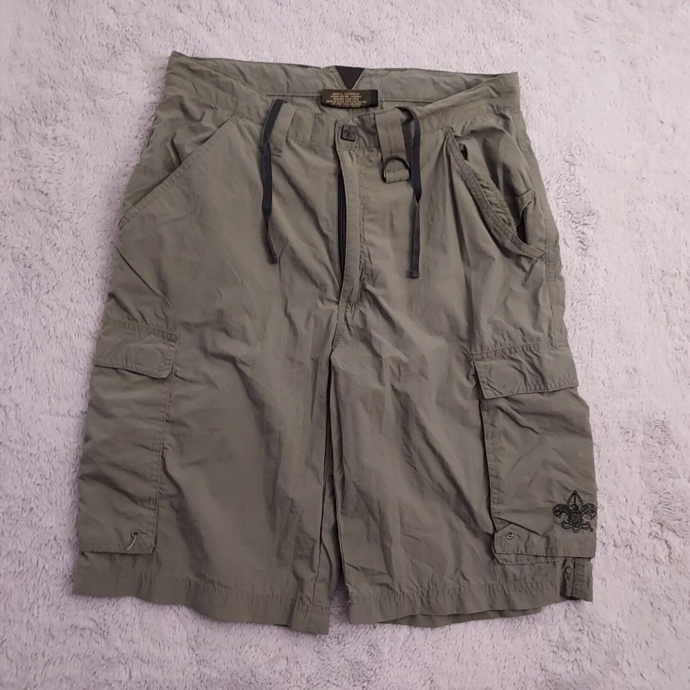 Boy Scouts Shorts Mens Small Nylon Blend Drawstring Cargo Outdoor Utility Green